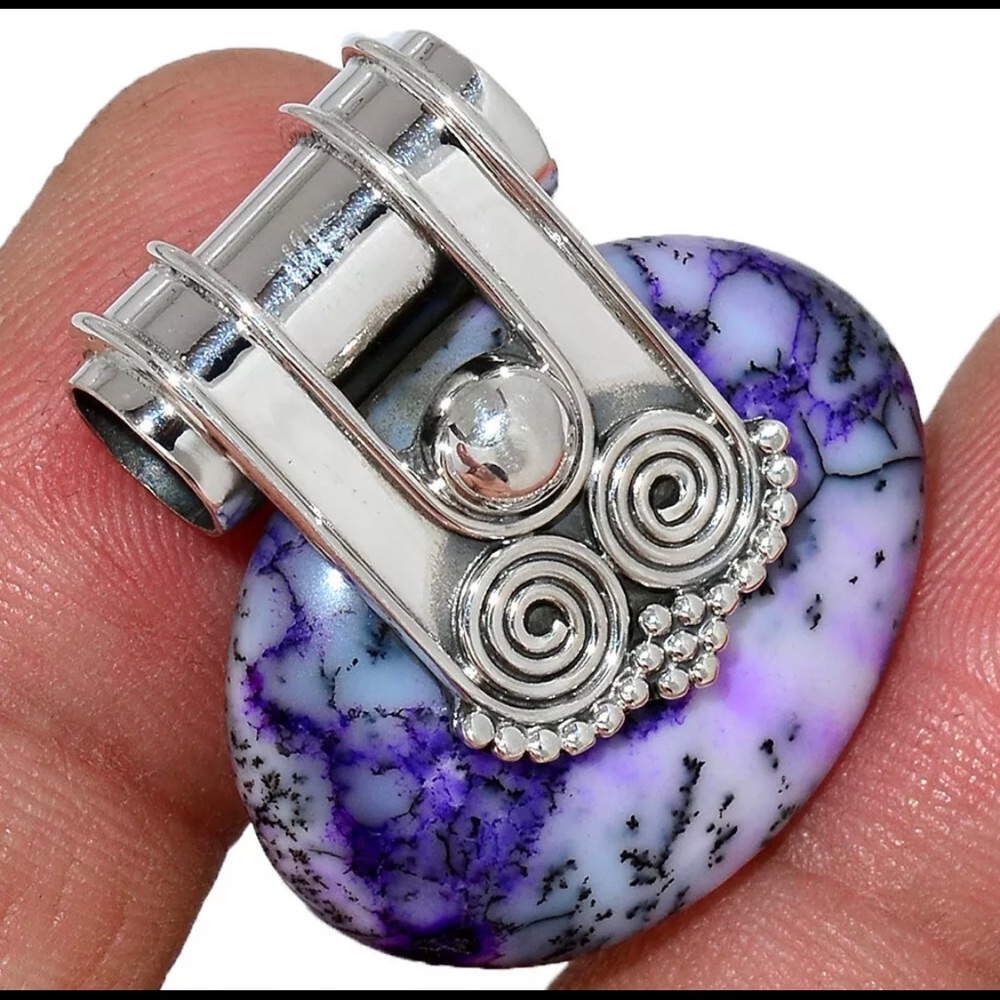 Purple Dendritic Opal 925 Solid Sterling Silver - image 1